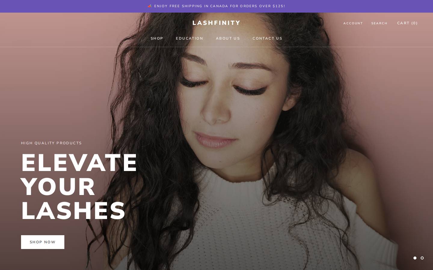 lashfinity.ca homepage screenshot