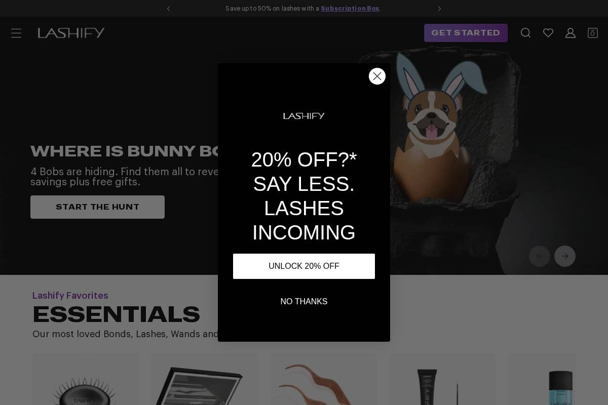 Lashify homepage screenshot