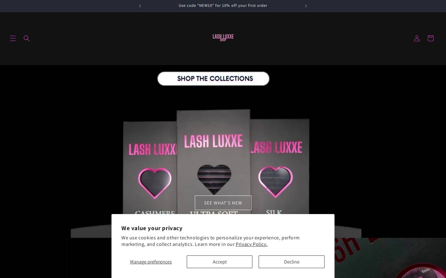 lashluxxeshop.com homepage screenshot