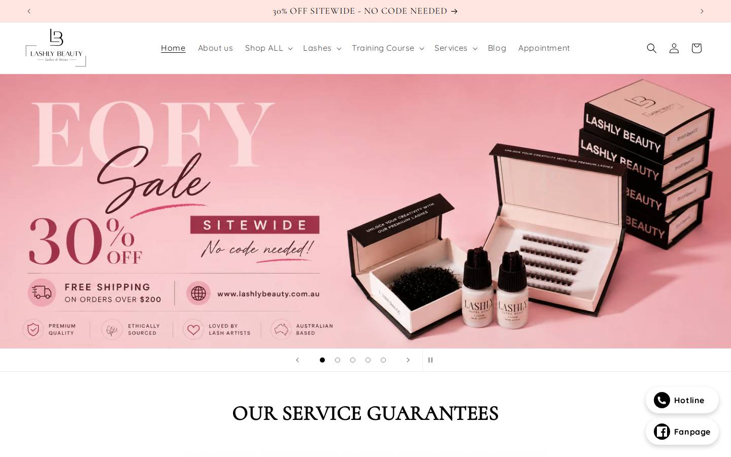 lashlybeauty.com homepage screenshot