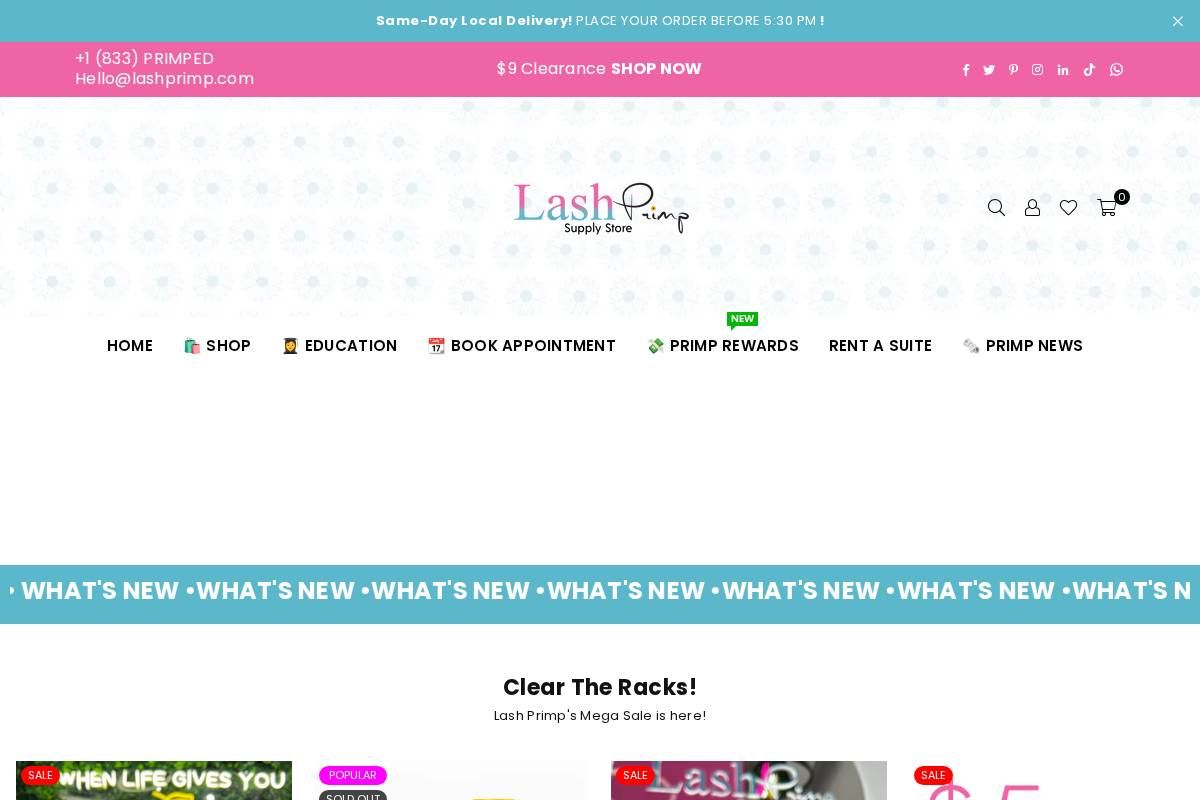 lashprimp.com homepage screenshot