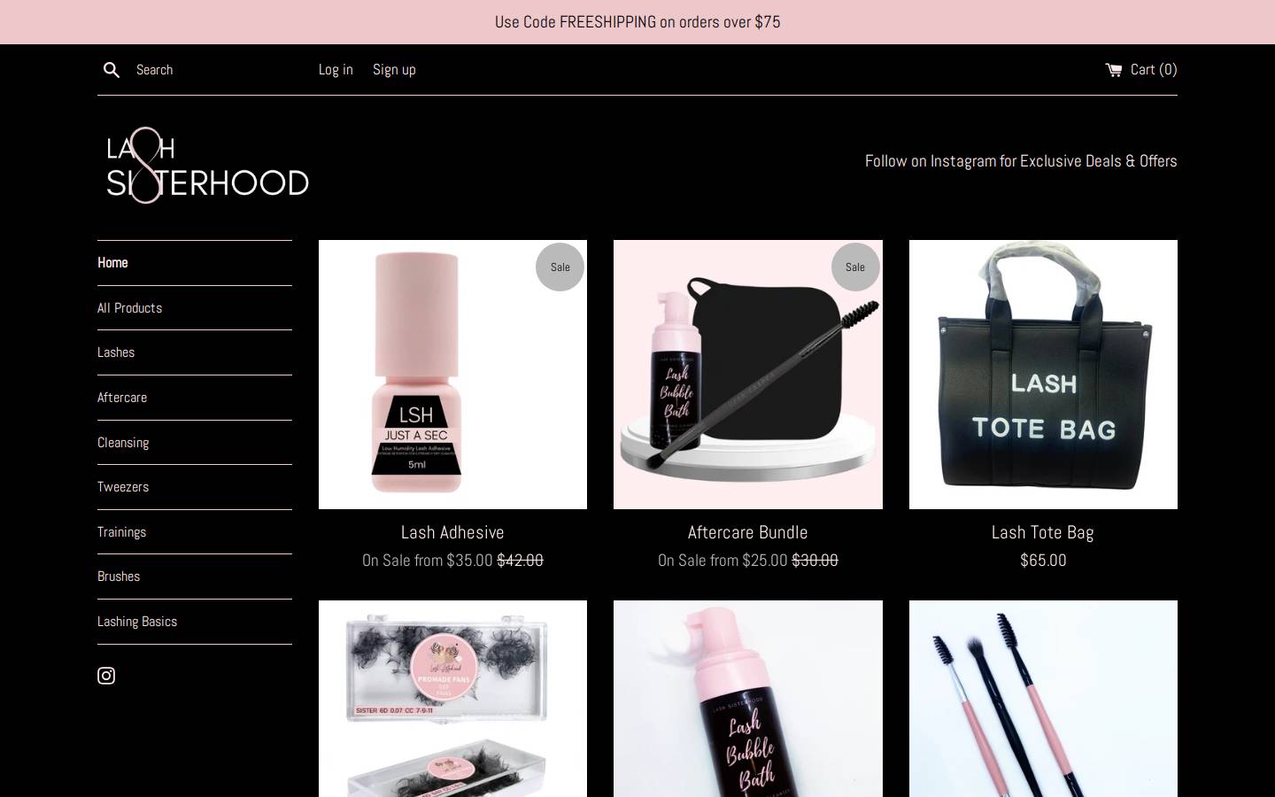 lashsisterhood.com homepage screenshot