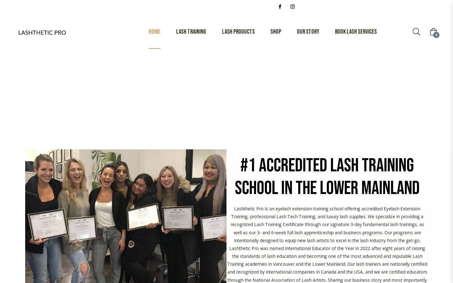 lashthetic.ca homepage screenshot