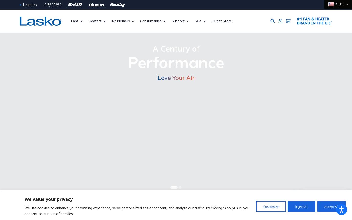 lasko.com homepage screenshot