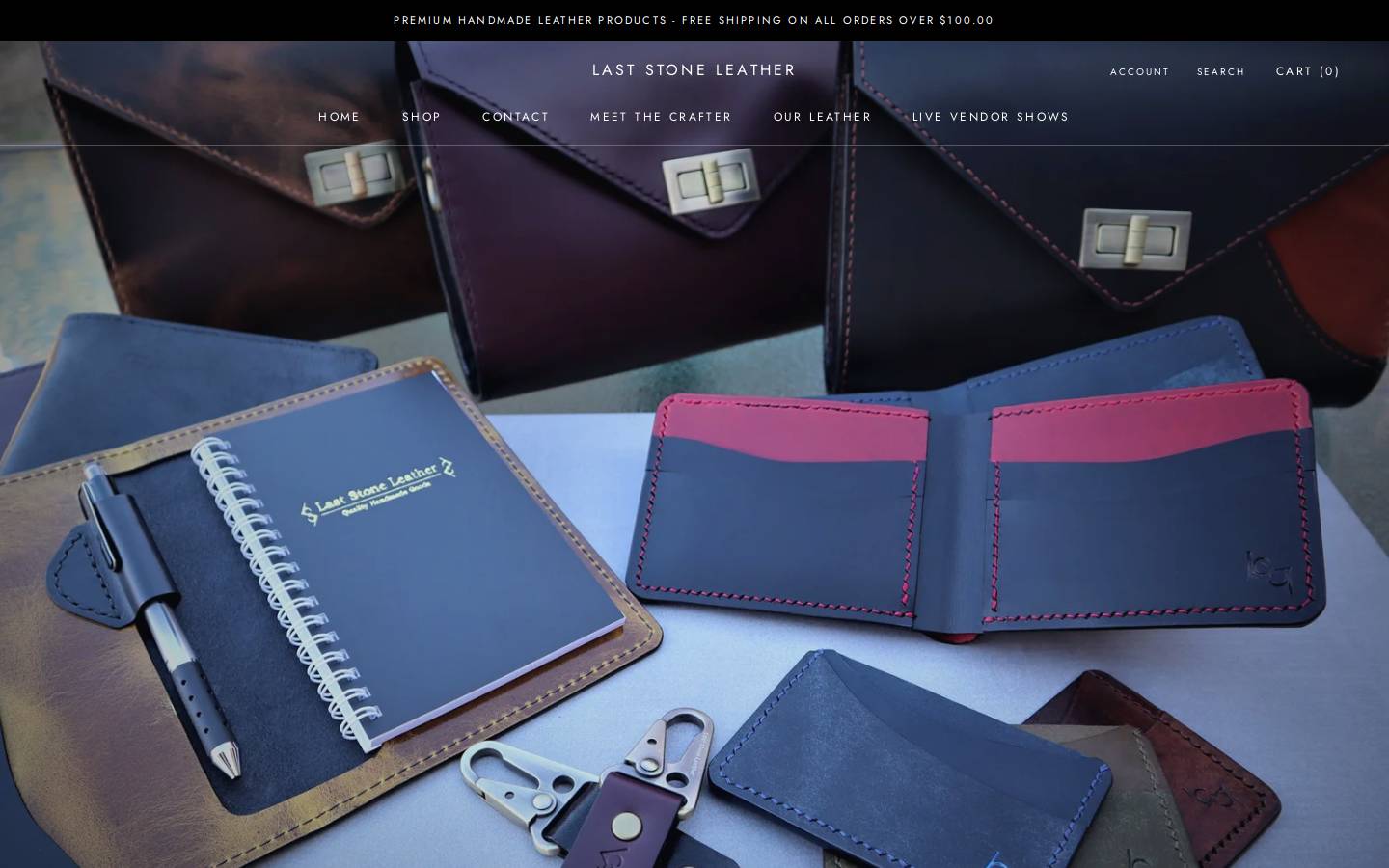laststoneleather.com homepage screenshot