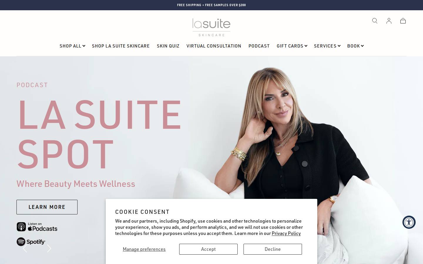 lasuiteskincare.com homepage screenshot