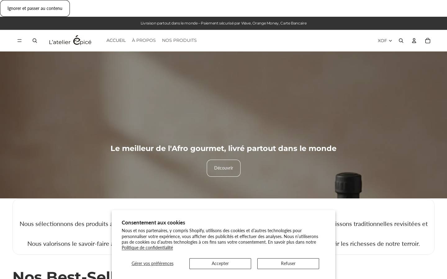 latelier-epice.com homepage screenshot