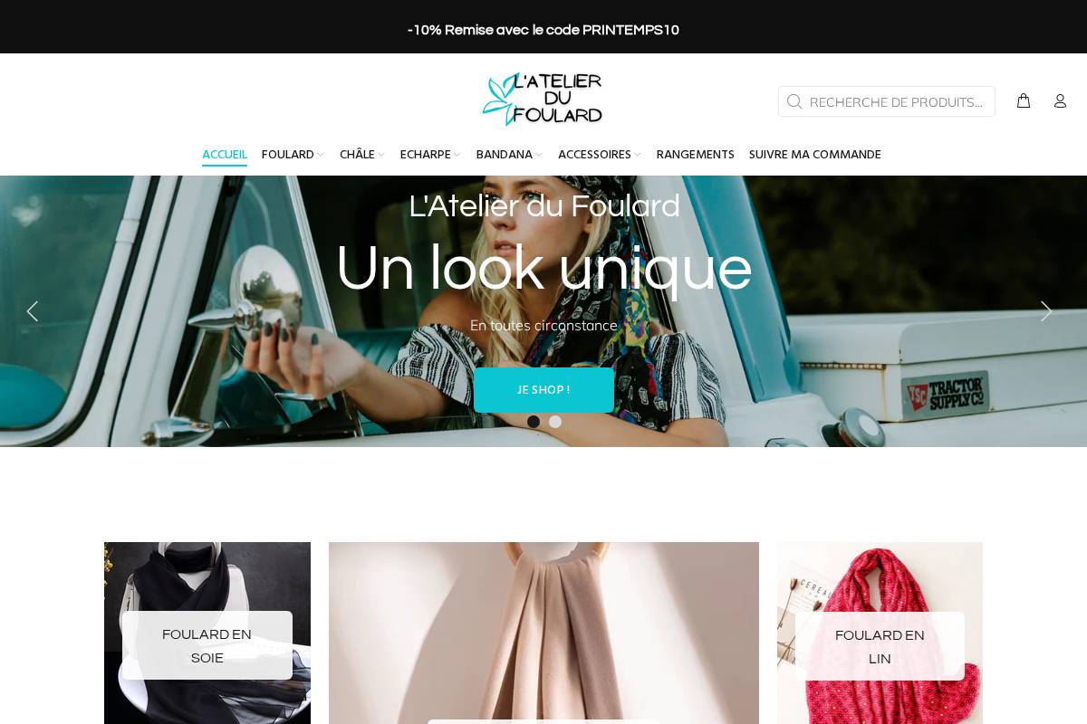 L'atelier du Foulard homepage screenshot
