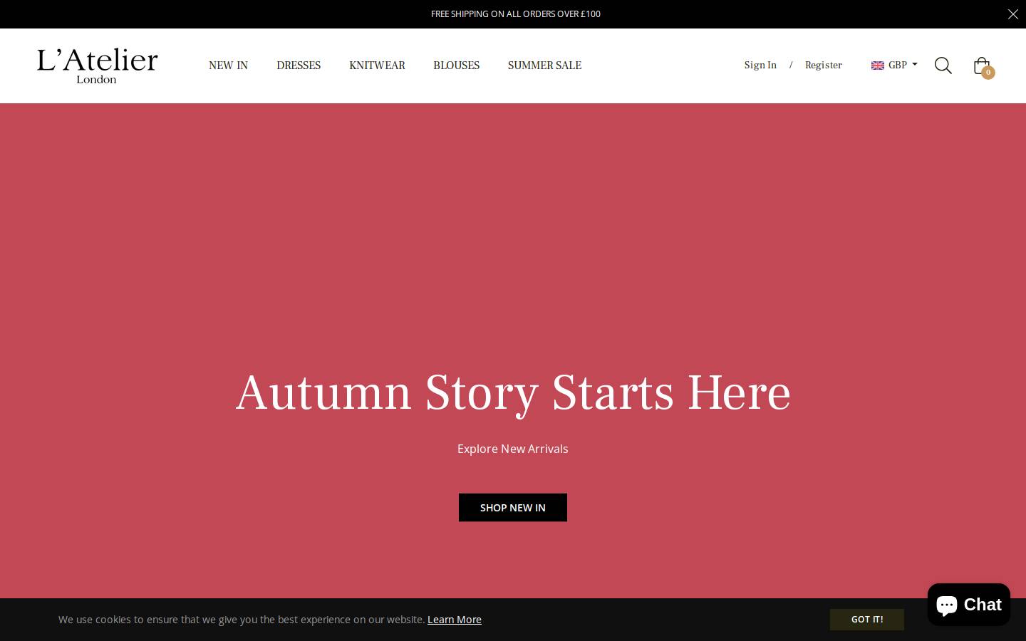 Latelier London homepage screenshot