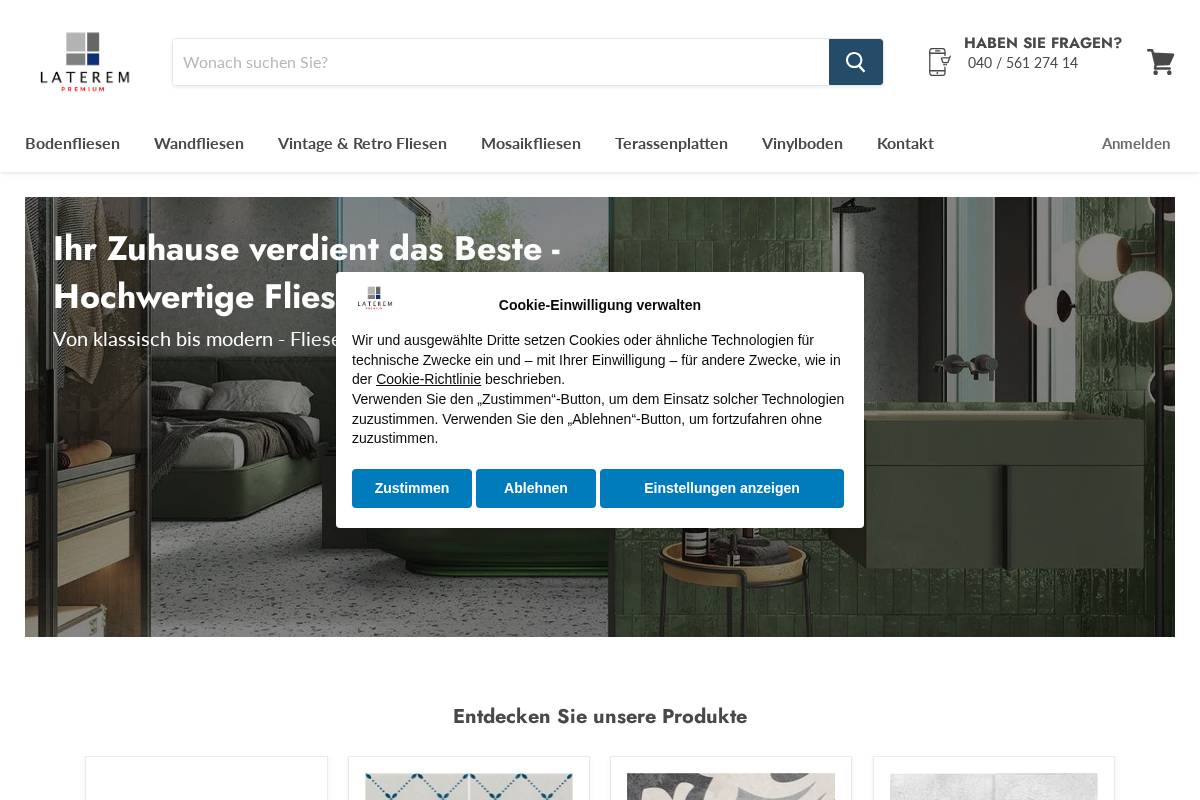 Laterem - Mosaikfliesen & Fliesen Fachhandel homepage screenshot