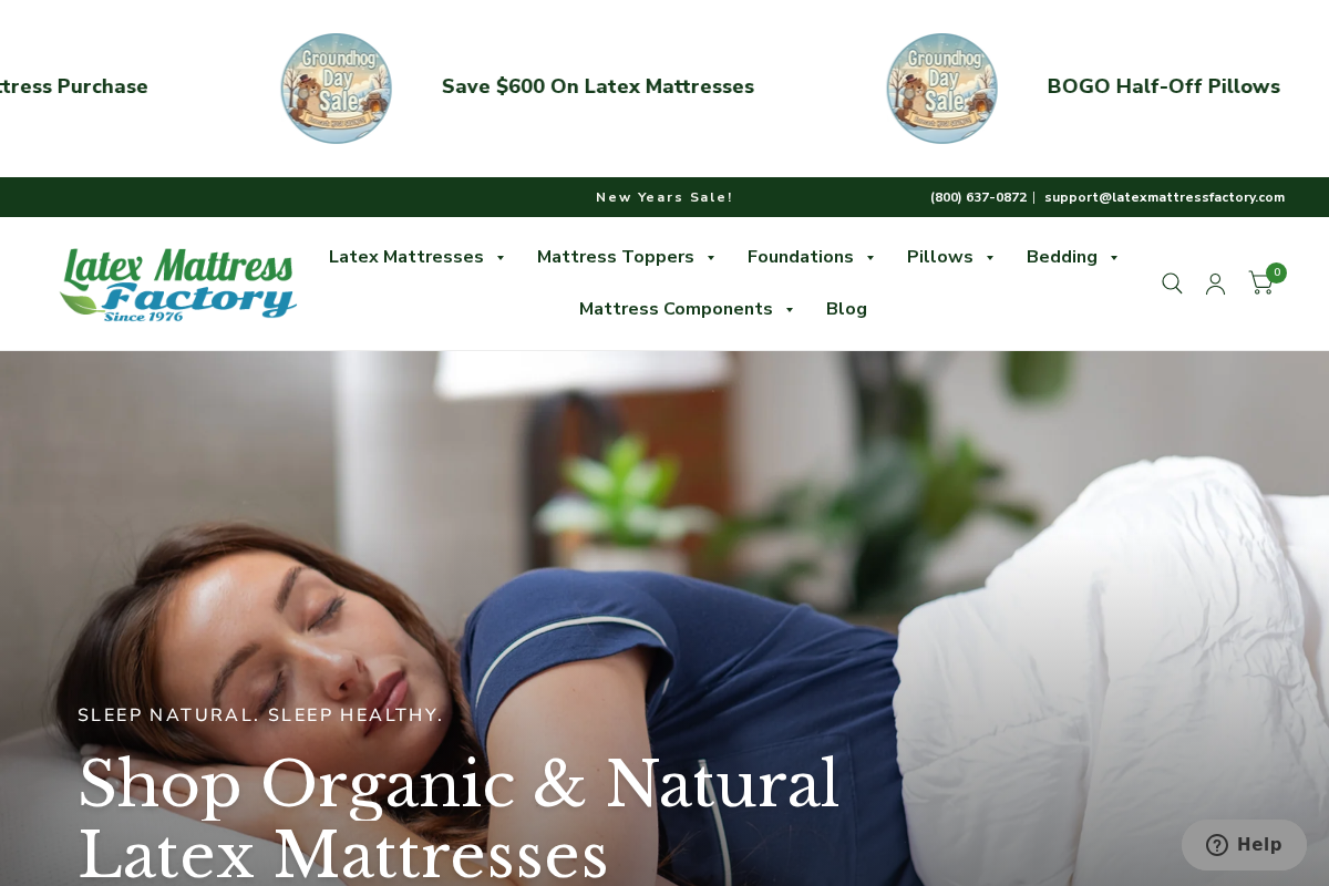 Latex Mattress Factory homepage screenshot