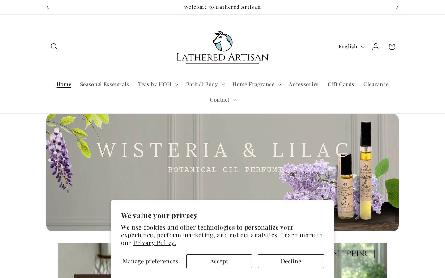 Lathered Artisan homepage screenshot