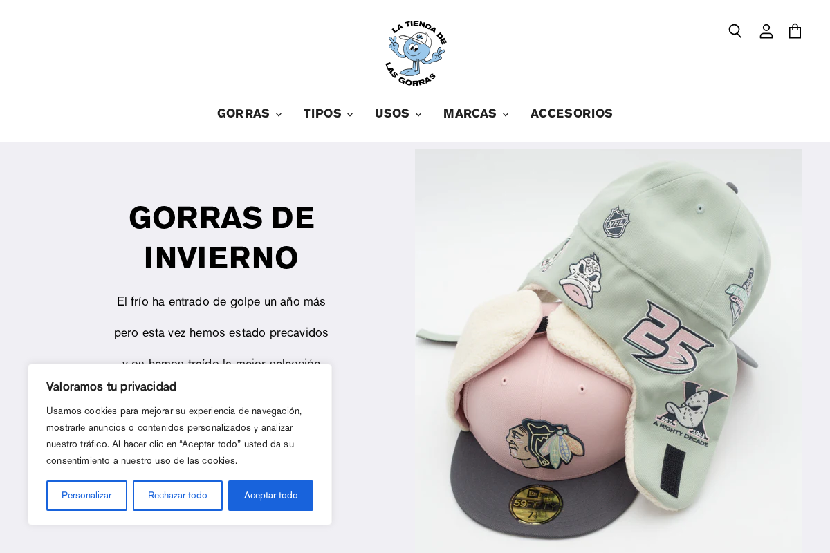 La Tienda de las Gorras homepage screenshot