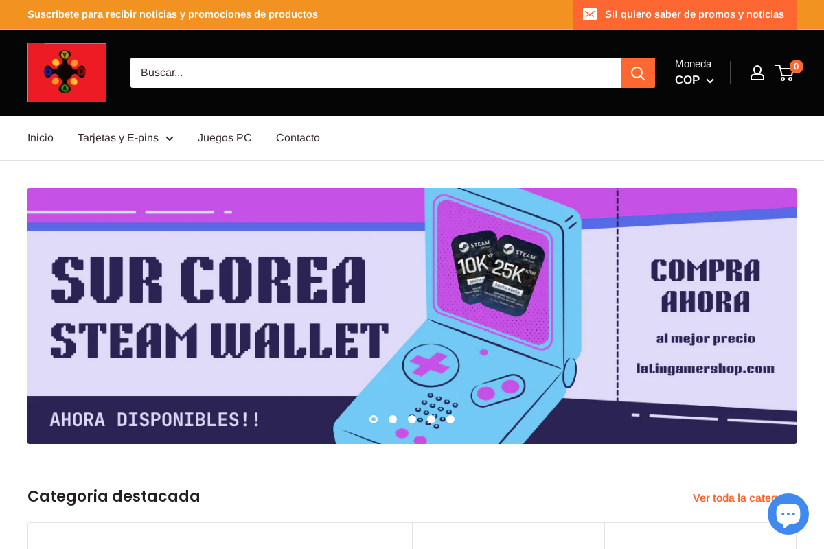 latingamershop.com homepage screenshot