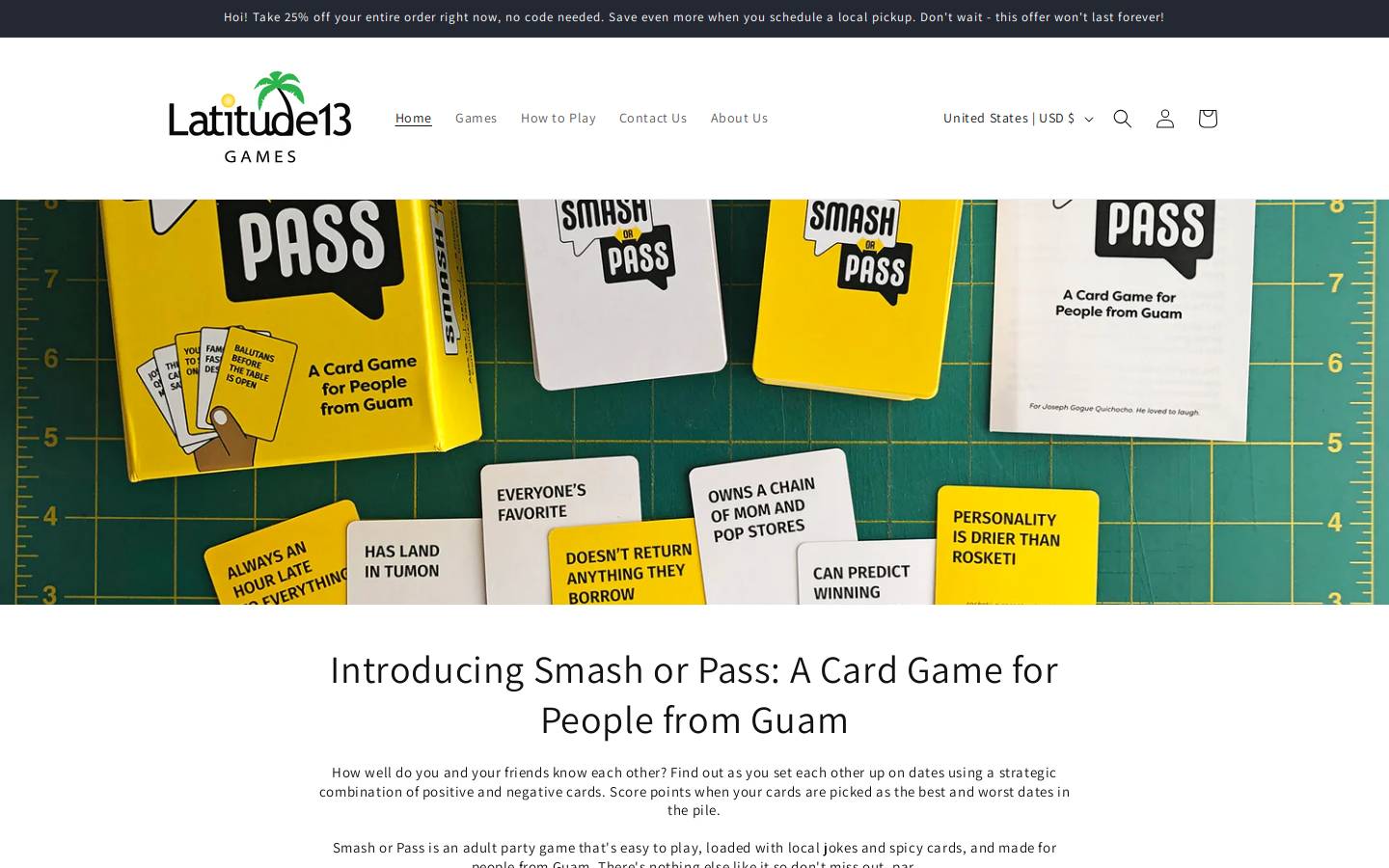 latitude13games.com homepage screenshot