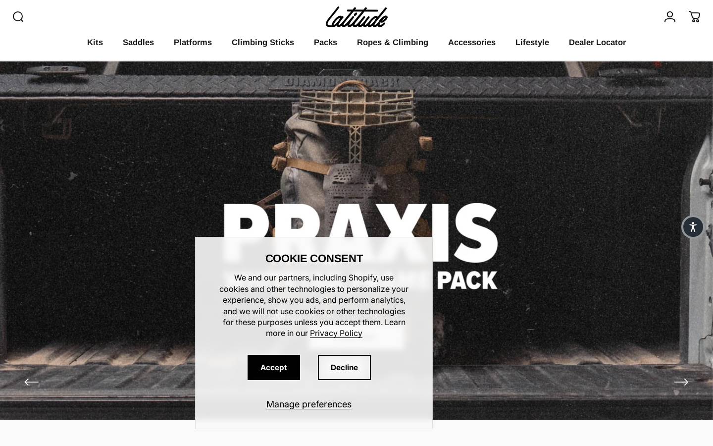 latitudeoutdoors.com homepage screenshot