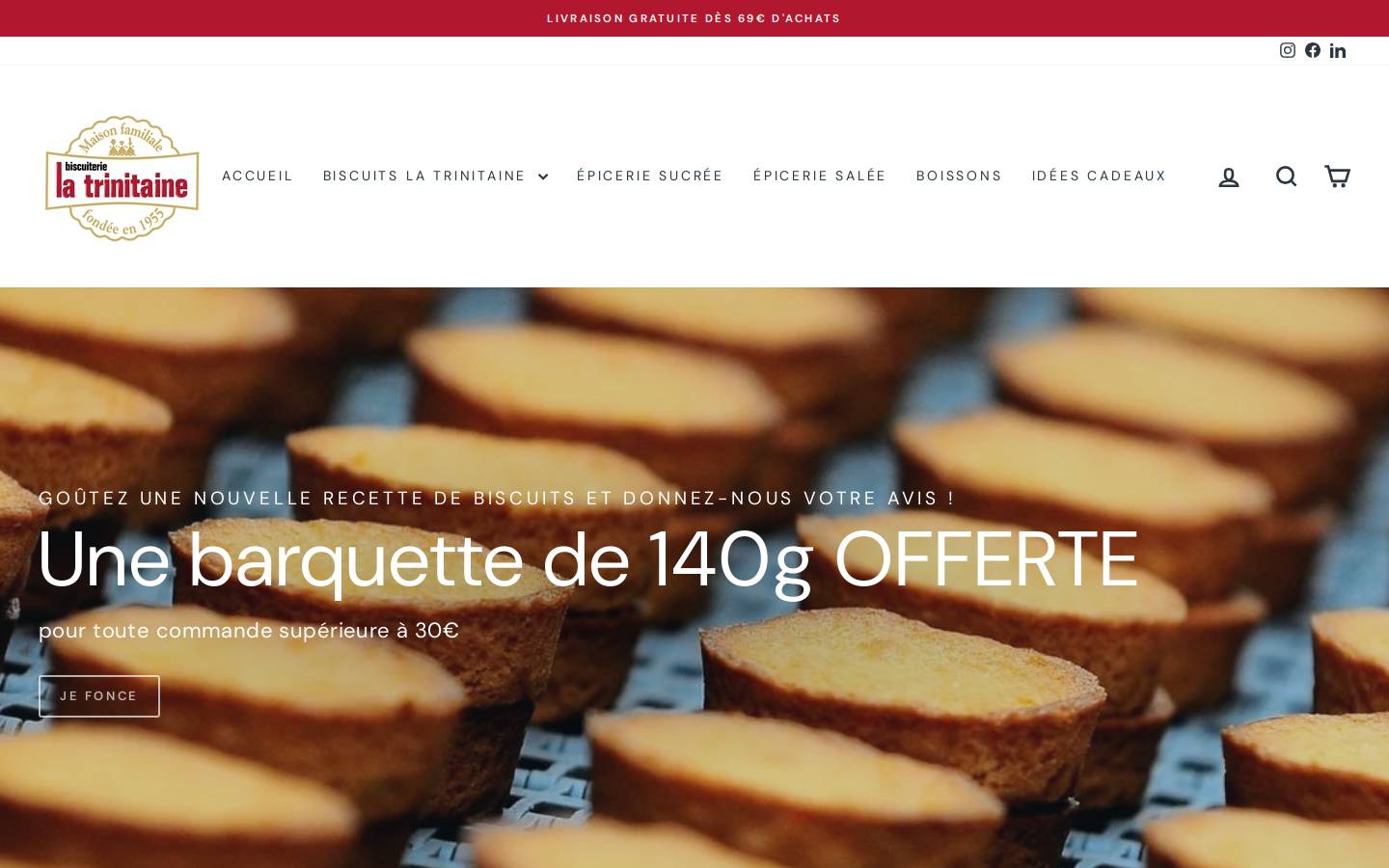 Biscuiterie La Trinitaine homepage screenshot