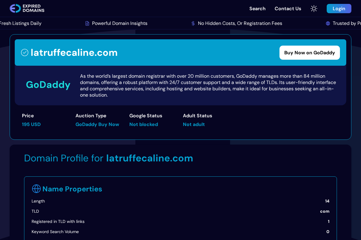 Latruffecaline homepage screenshot