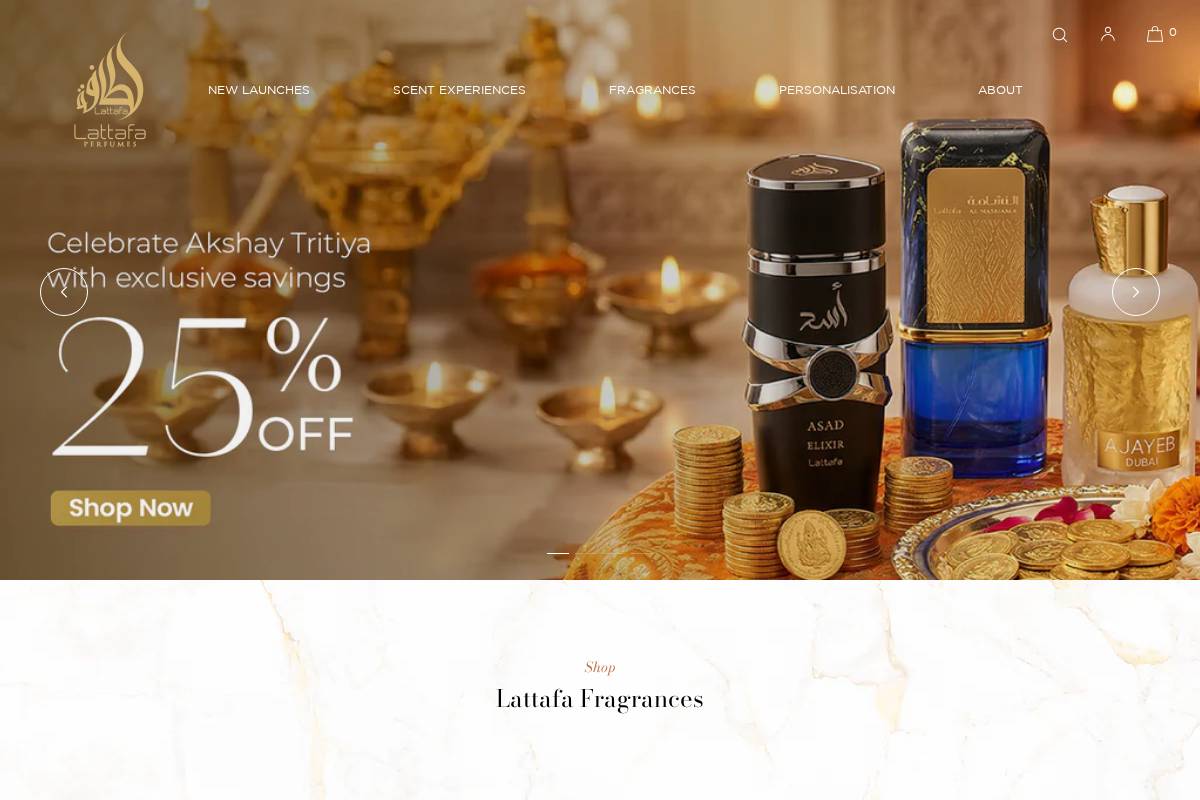 lattafaindia.com homepage screenshot