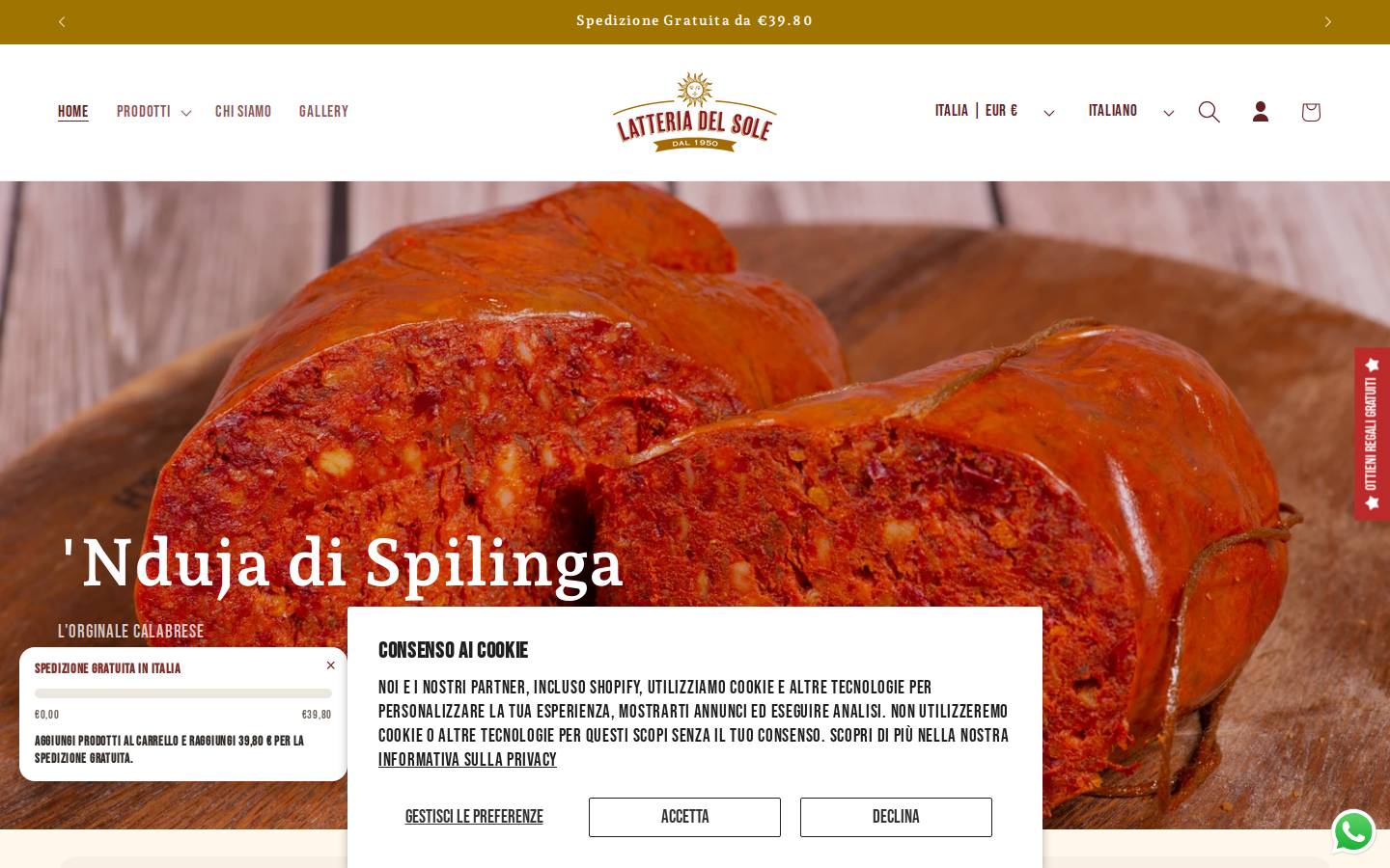 Latteriadelsole Shoponline homepage screenshot