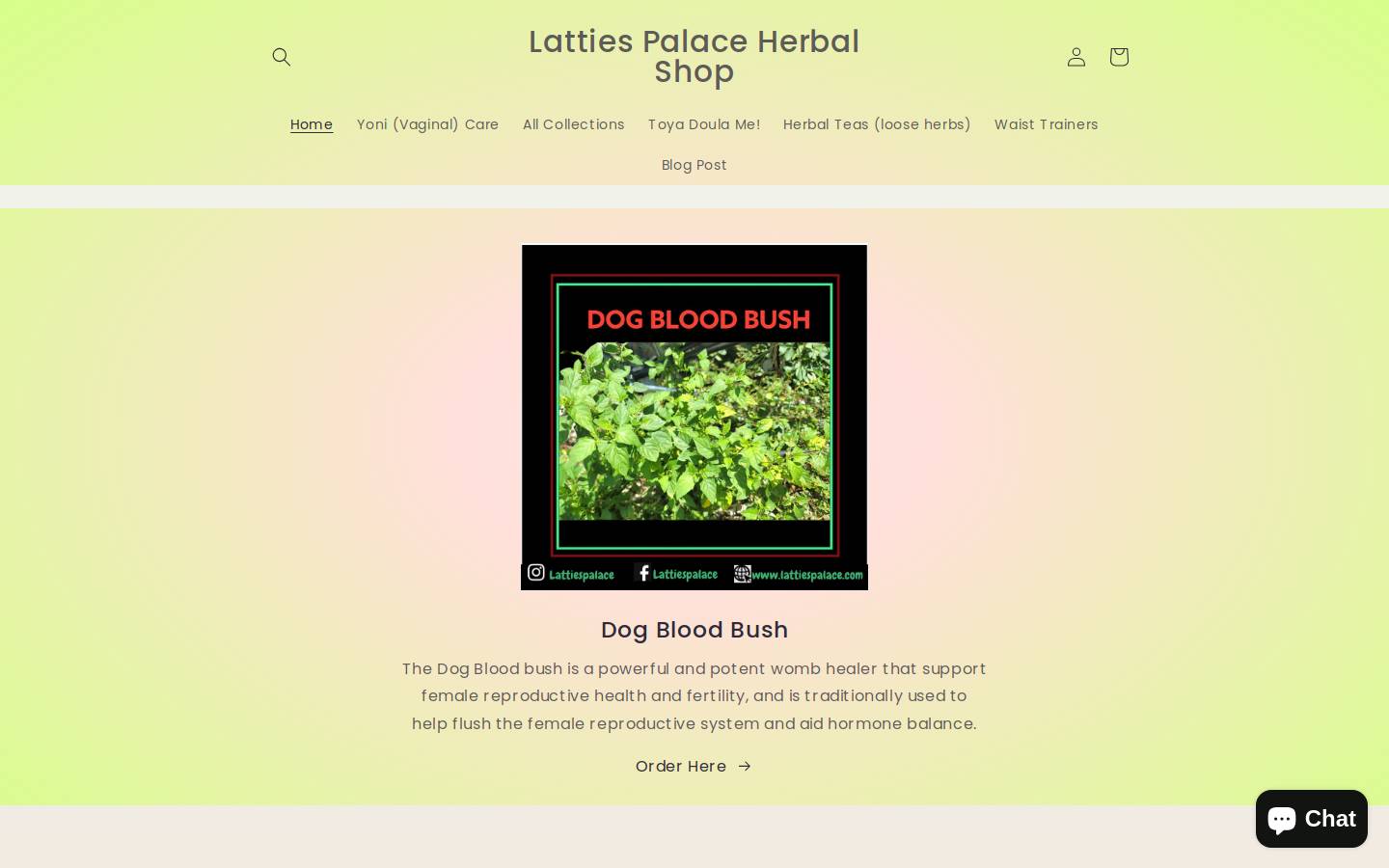 lattiespalace.com homepage screenshot