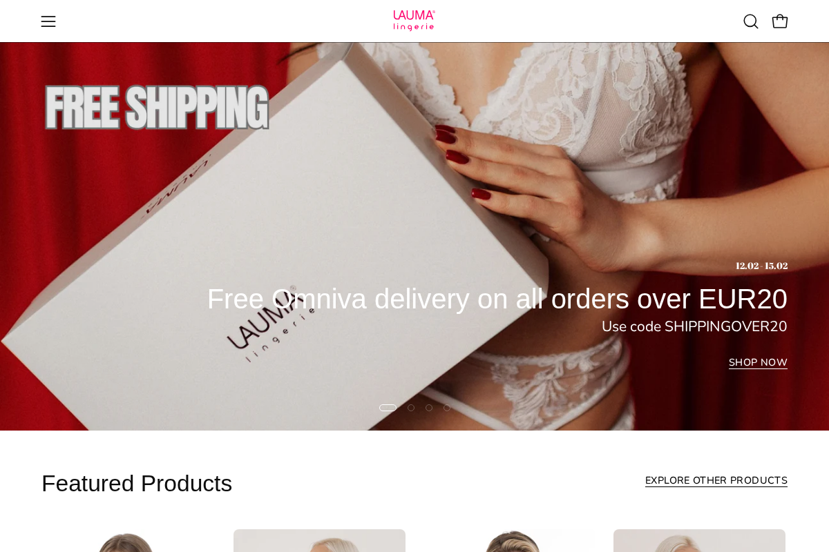 Lauma Lingerie homepage screenshot