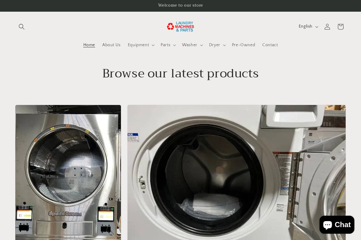 laundrymachinesandparts.com homepage screenshot