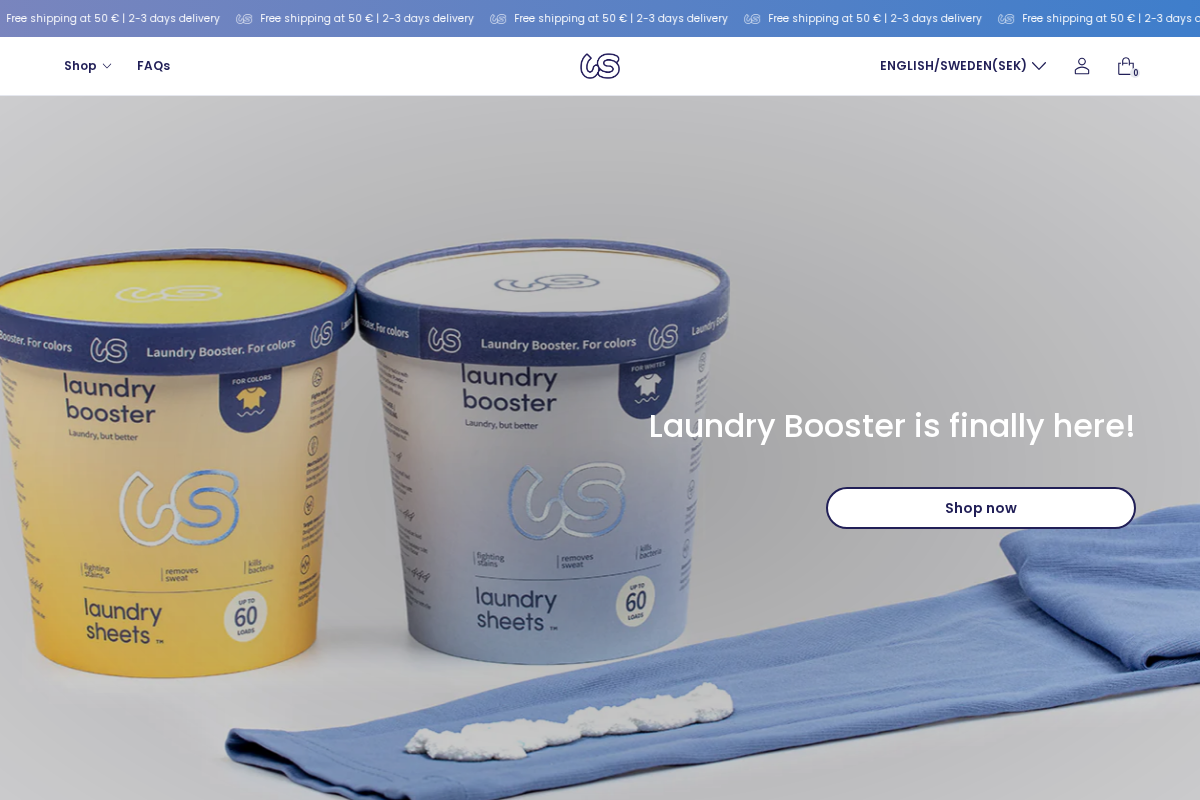 Laundry Sheets homepage screenshot