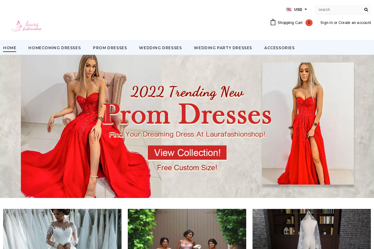 Laurafashionshop homepage screenshot