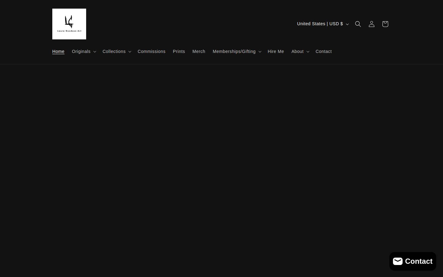 lauragoodsonart.com homepage screenshot