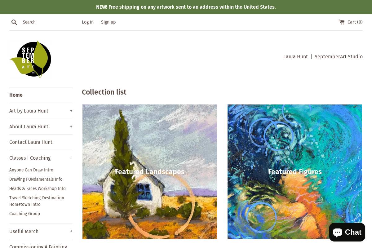 Laura Hunt Art homepage screenshot