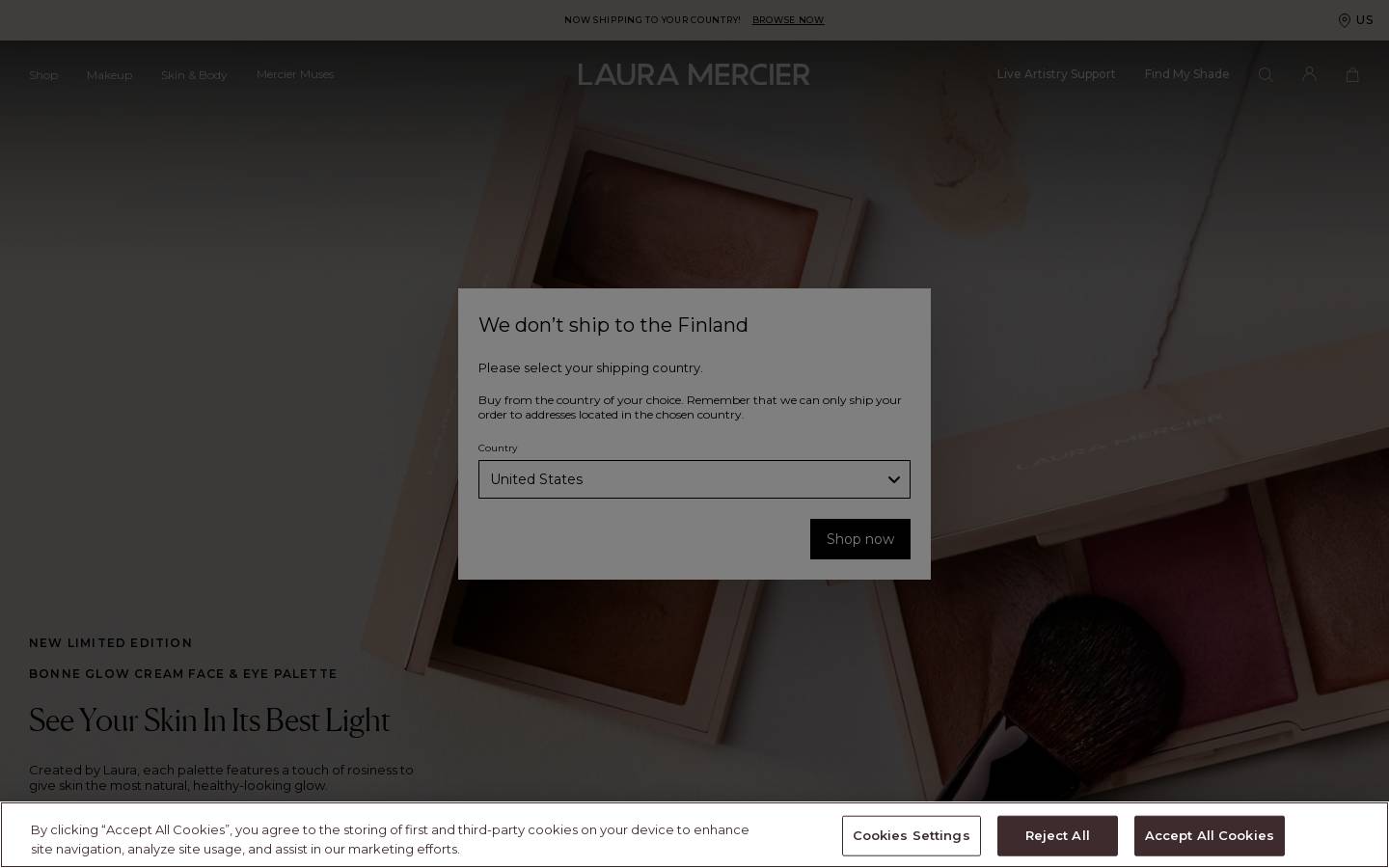 Laura Mercier Cosmetics homepage screenshot