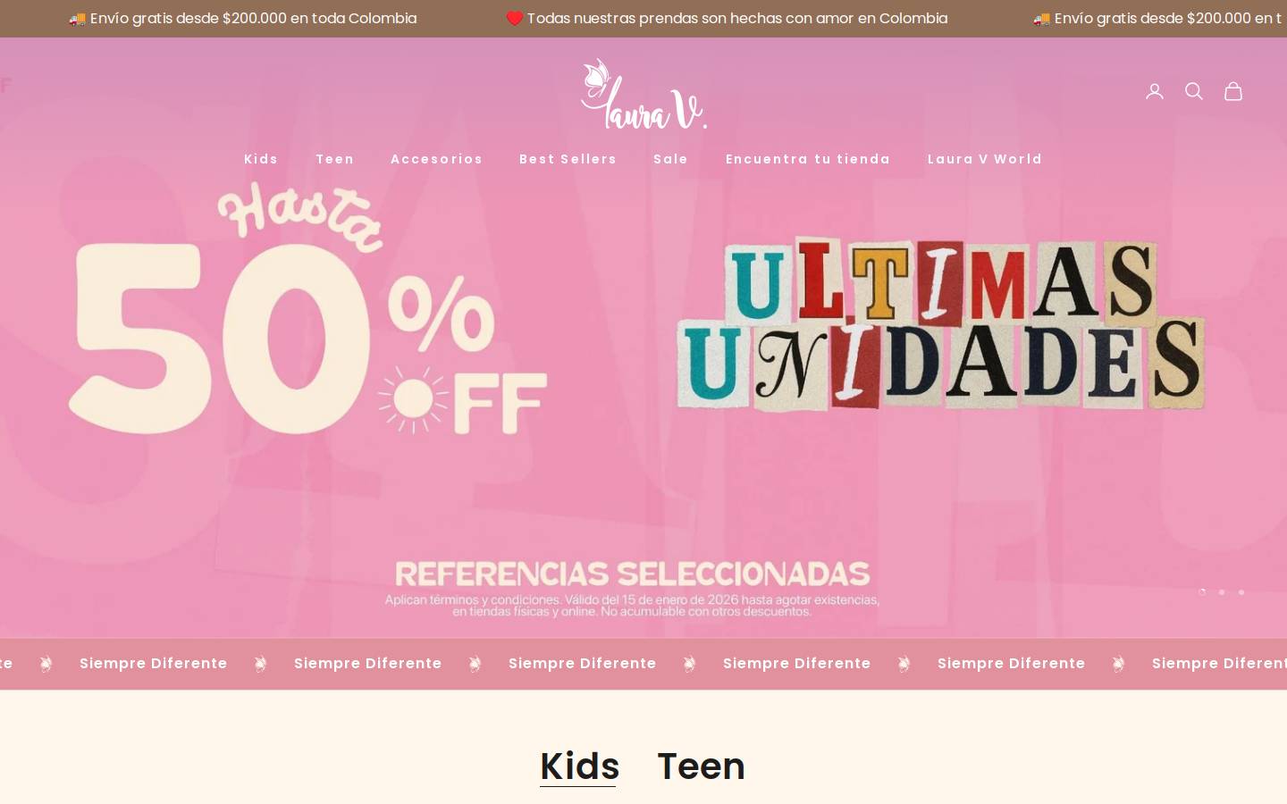 lauravgirls.com homepage screenshot