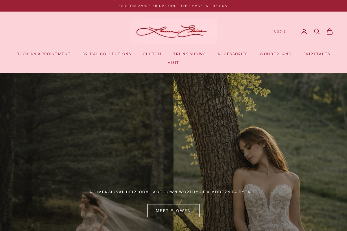 Lauren Elaine | Bridal Couture homepage screenshot