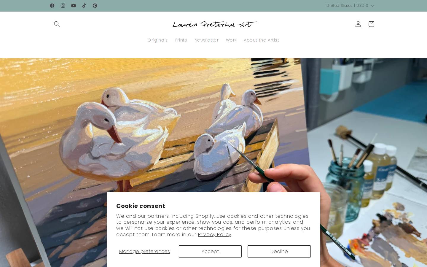 laurenpretorius.com homepage screenshot