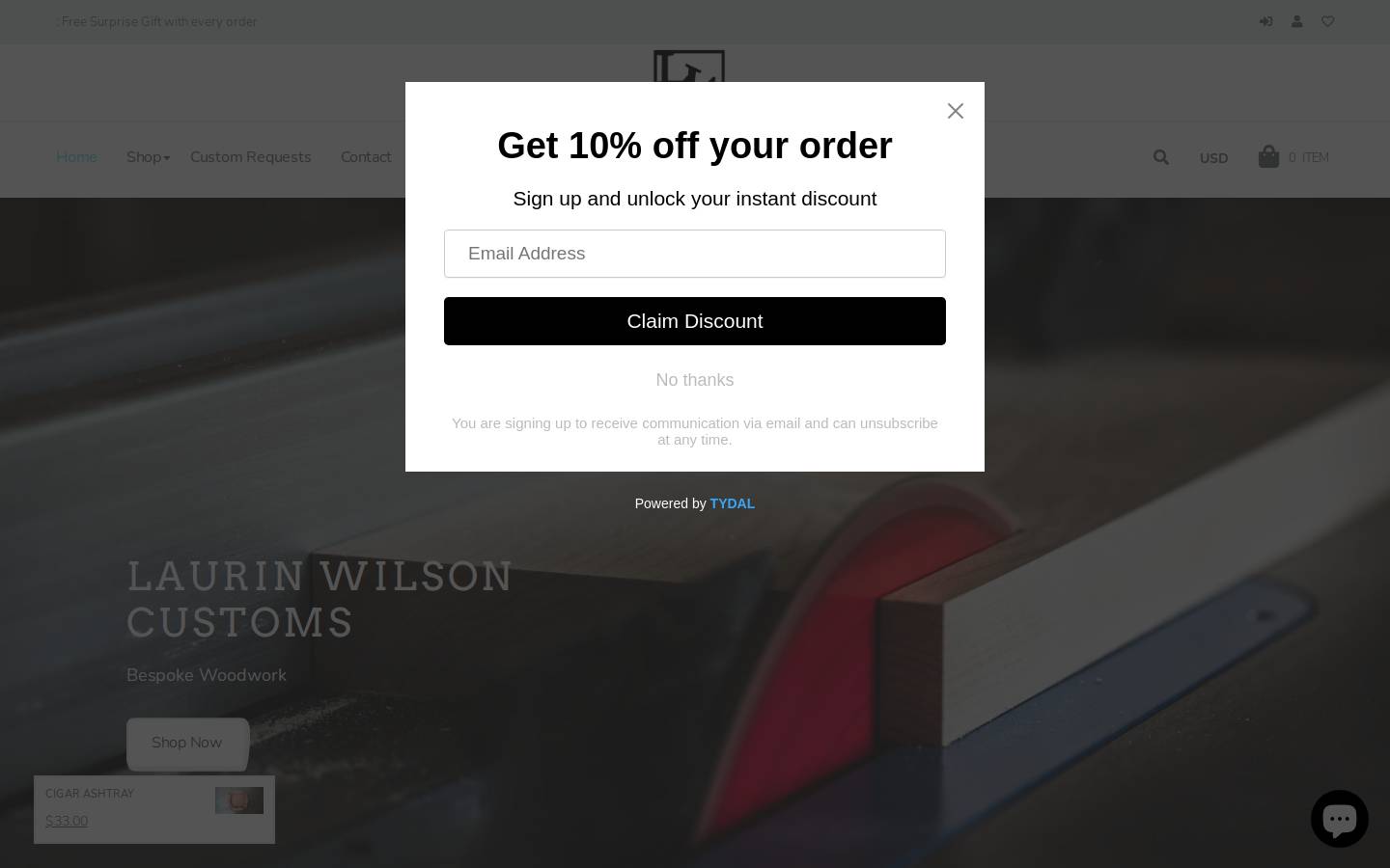 laurinwilsoncustoms.com homepage screenshot