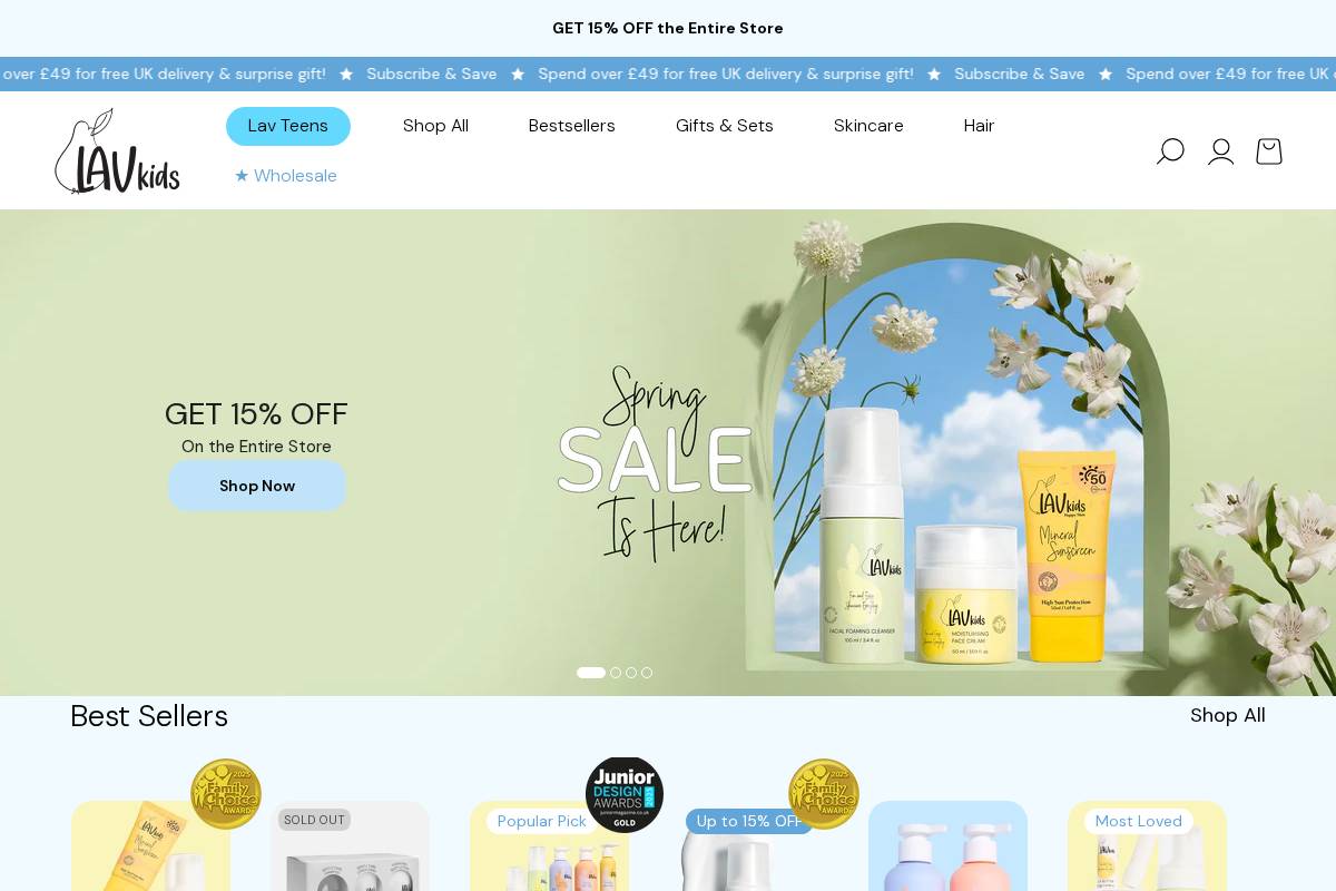 Lav Kids homepage screenshot