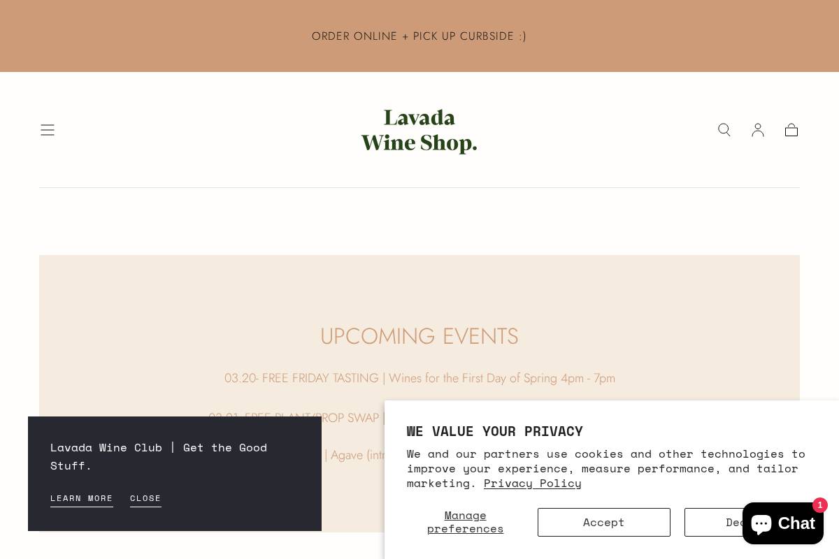 lavadawineshop.com homepage screenshot