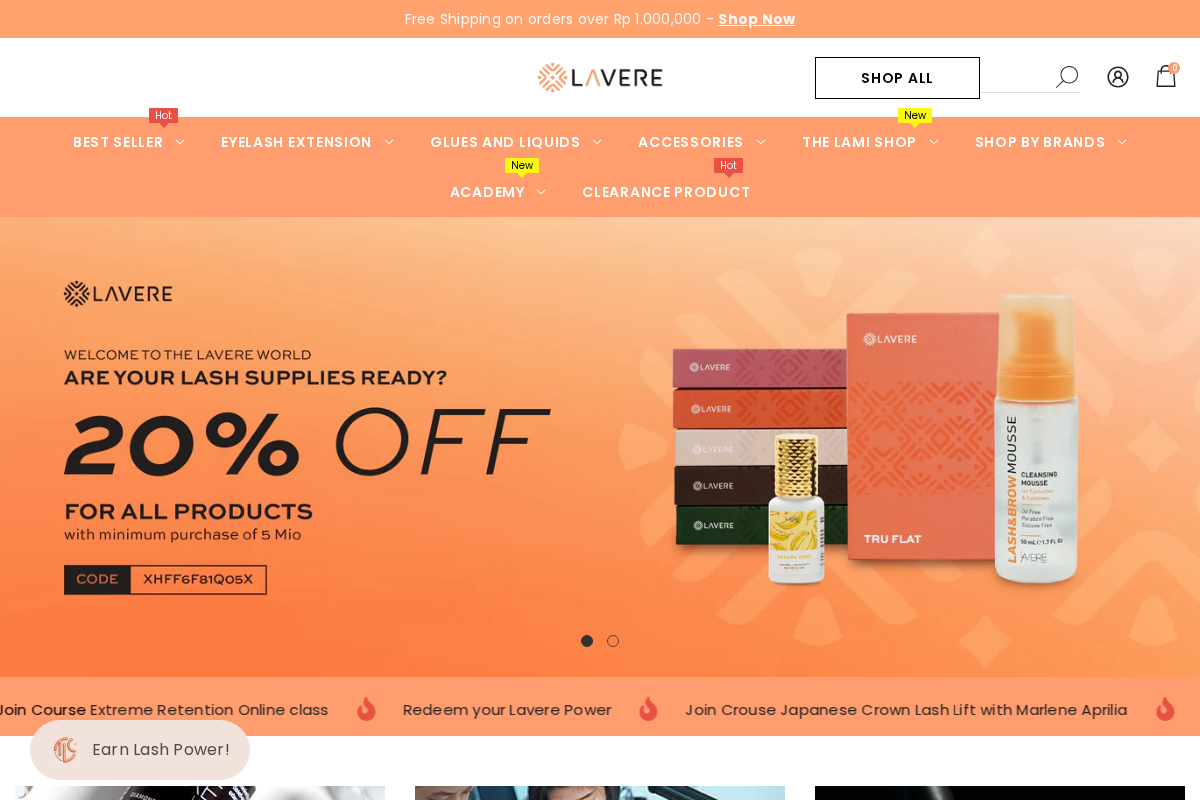 Lavere Lash homepage screenshot