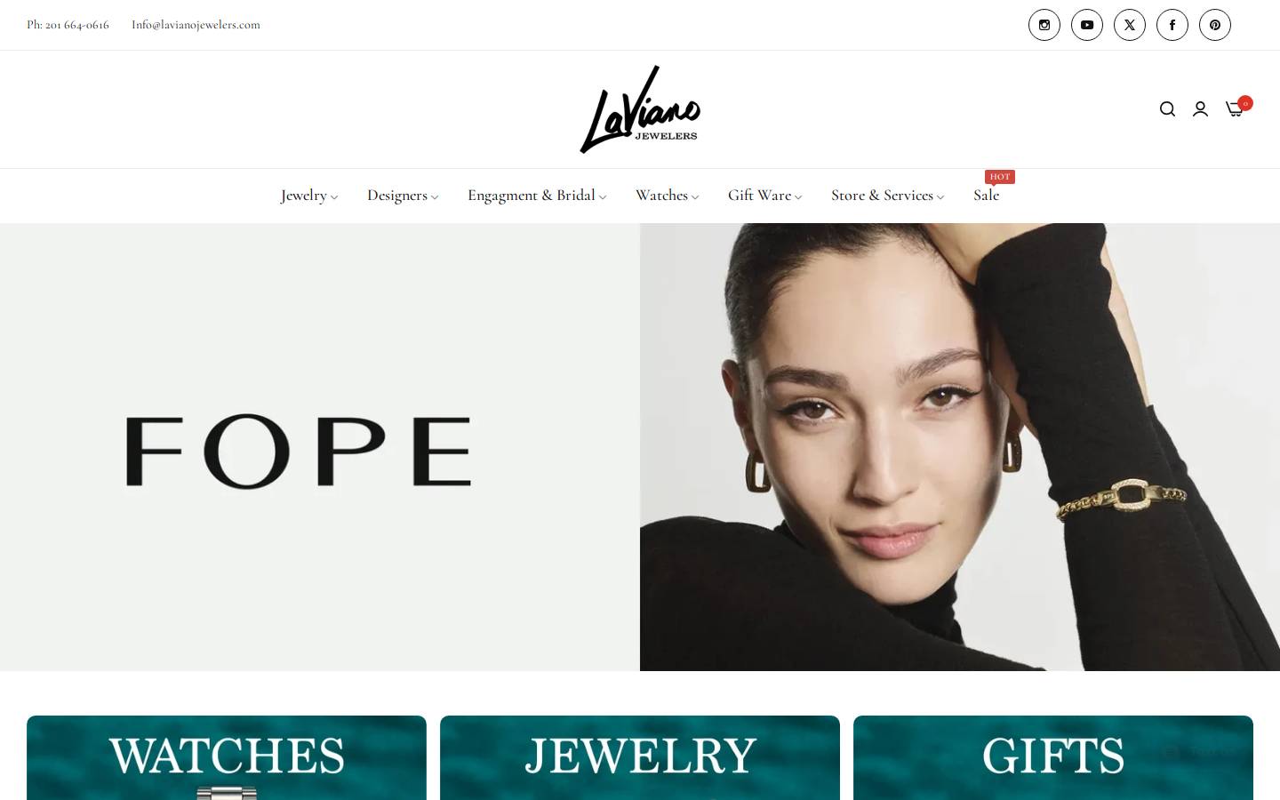 lavianojewelers.com homepage screenshot