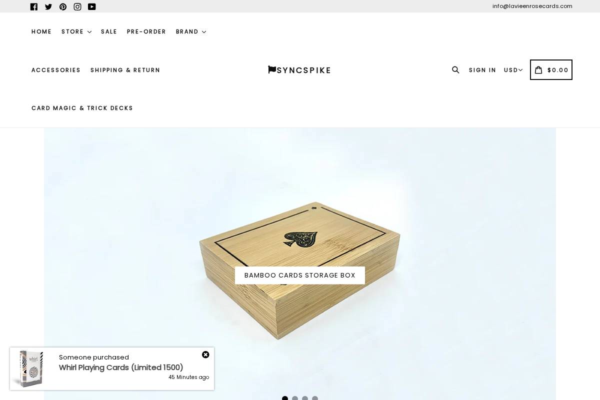 lavieenrosecards.com homepage screenshot