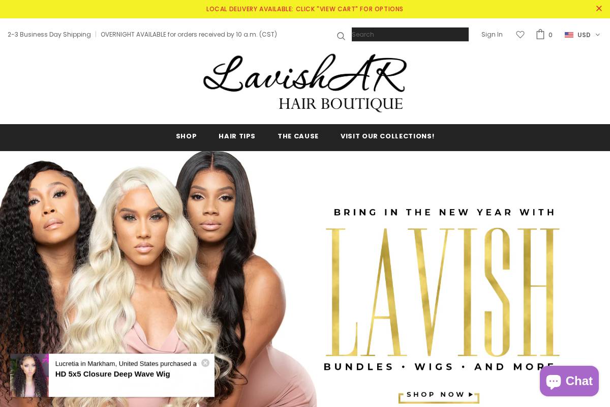 lavishar.com homepage screenshot