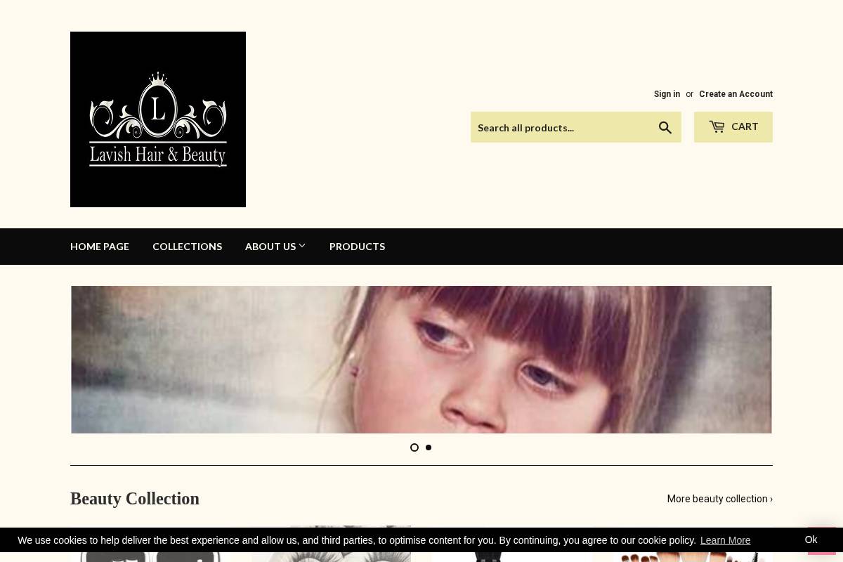 lavishhairandbeauty.com homepage screenshot