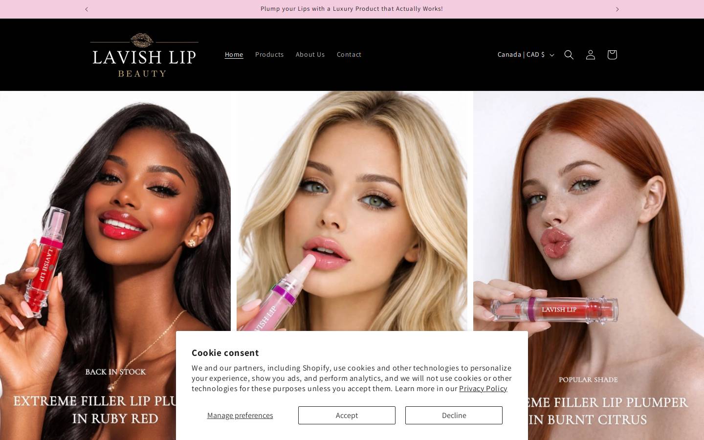 lavishlipbeauty.com homepage screenshot