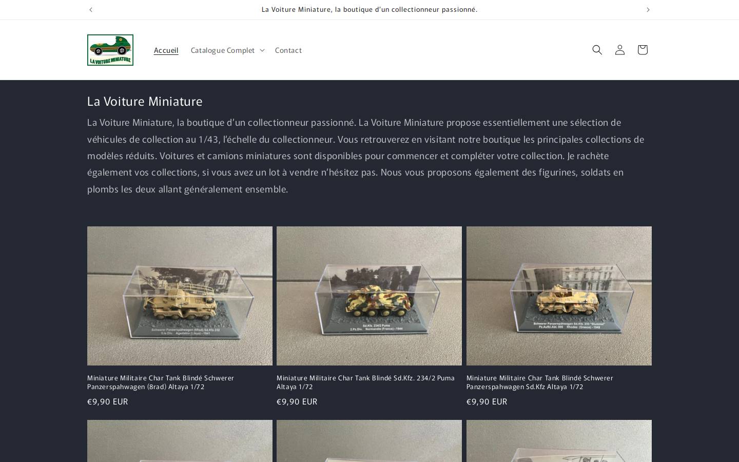 lavoitureminiature.com homepage screenshot