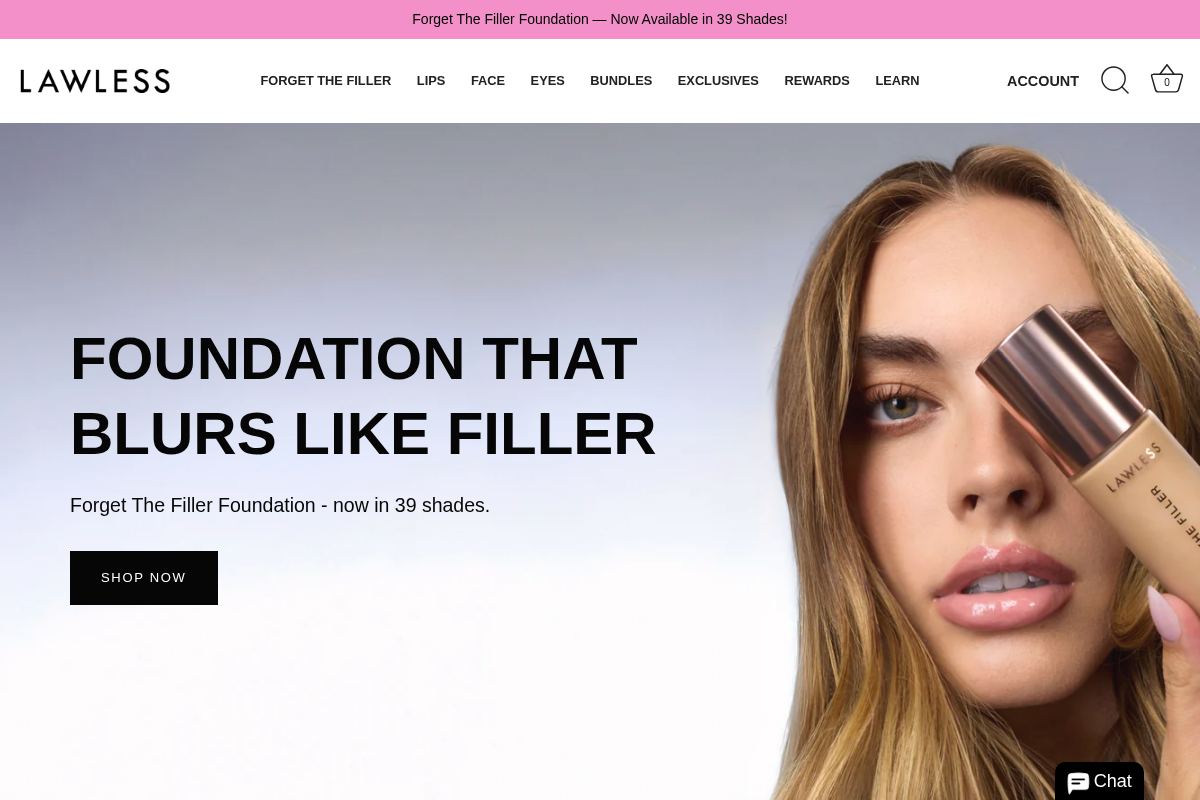 lawlessbeauty.com homepage screenshot