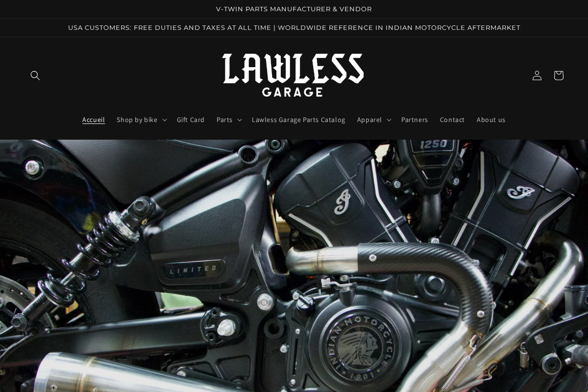 Lawless Garage homepage screenshot
