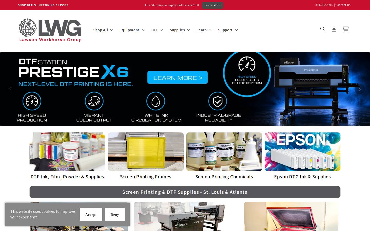 Lawson Screen & Digital Products homepage screenshot