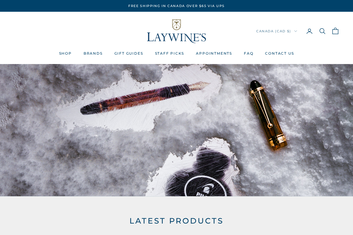 Laywine's homepage screenshot