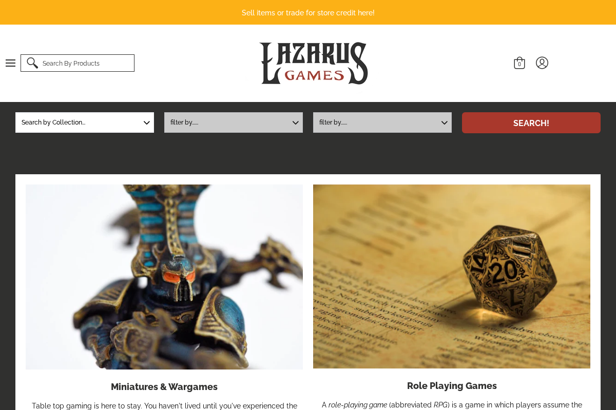 Lazarus Games homepage screenshot